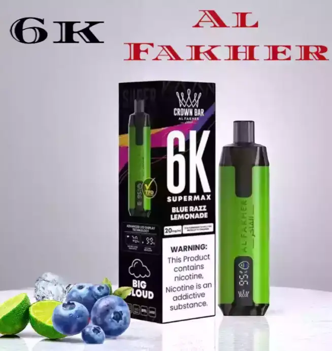 Al Fakher Supermax 6000 Züge Einweg-Vape 2 ml E-Liquid, wiederaufladbar Mesh-Coil