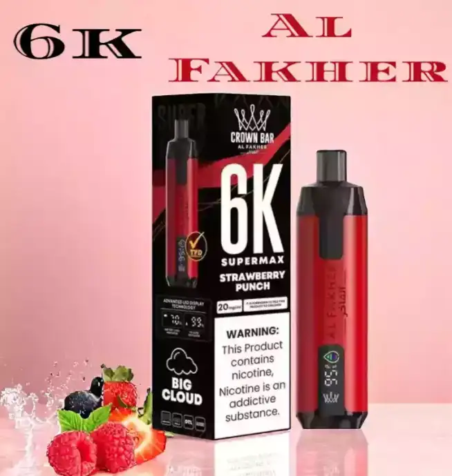 Al Fakher Supermax 6000 Züge Einweg-Vape 2 ml E-Liquid, wiederaufladbar Mesh-Coil