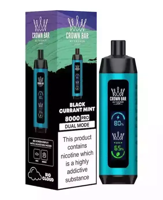 Al Fakher Crown Bar 8000 Züge – Black Currant Mint Frischekick