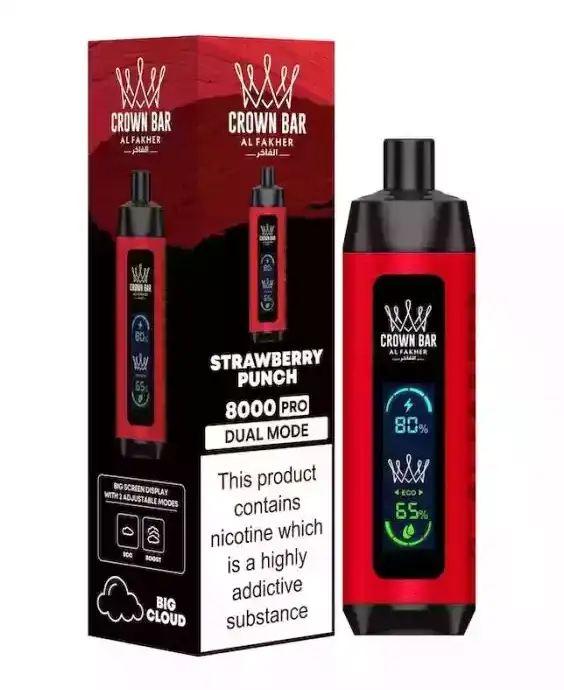 Al Fakher Crown Bar 8000 Züge – Strawberry Punch